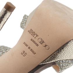 Pre Owned حذاء جيمي تشو نعل سميك مقدمة فضي براقة مقاس 39