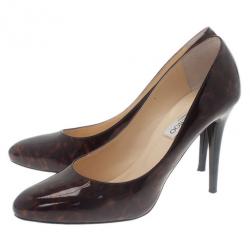 مملوكة مسبقًا حذاء جيمي تشو غيلبيرت جلد لامع ترتواز مقاس 39