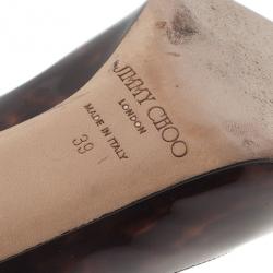 مملوكة مسبقًا حذاء جيمي تشو غيلبيرت جلد لامع ترتواز مقاس 39