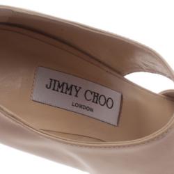 مملوكة مسبقًا صندل جيمي تشو برايفت جلد بيج لامع مقاس 39