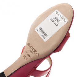 Pre Owned صندل جيمي تشو شيارا جلد وردي ونعل سميك مقاس 35.5