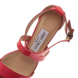 Pre Owned صندل جيمي تشو شيارا جلد وردي ونعل سميك مقاس 35.5