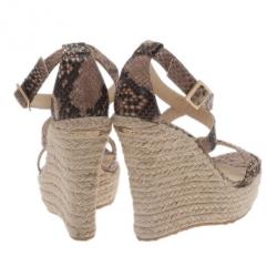 Pre Owned Jimmy Choo Snake Print Porto Espadrille Wedge Sandals Size 37