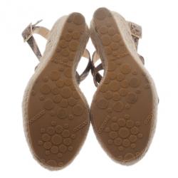 Pre Owned Jimmy Choo Snake Print Porto Espadrille Wedge Sandals Size 37