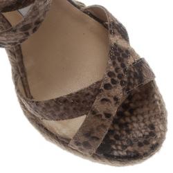 Pre Owned Jimmy Choo Snake Print Porto Espadrille Wedge Sandals Size 37