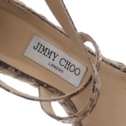 Pre Owned Jimmy Choo Snake Print Porto Espadrille Wedge Sandals Size 37