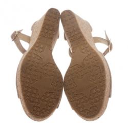 مملوكة مسبقًا Jimmy Choo Beige Suede Pela Cork Wedge Sandals Size 37
