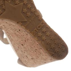 مملوكة مسبقًا Jimmy Choo Beige Suede Pela Cork Wedge Sandals Size 37