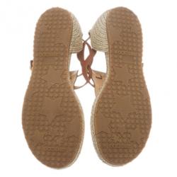 Pre Owned Jimmy Choo Brown Leather Pabla T-Strap Sandals Size 37.5