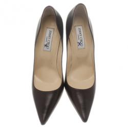 Pre Owned Jimmy Choo Brown Leather Chilli Pointed Toe Pumps Size 39.5