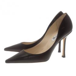 Pre Owned Jimmy Choo Brown Leather Chilli Pointed Toe Pumps Size 39.5