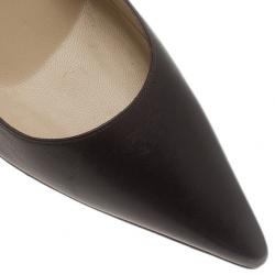 Pre Owned Jimmy Choo Brown Leather Chilli Pointed Toe Pumps Size 39.5