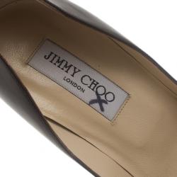 Pre Owned Jimmy Choo Brown Leather Chilli Pointed Toe Pumps Size 39.5