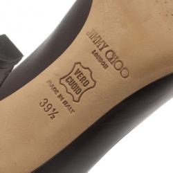 Pre Owned Jimmy Choo Brown Leather Chilli Pointed Toe Pumps Size 39.5