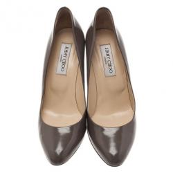 مملوكة مسبقًا حذاء جيمي تشو جلد بني لامع مقاس 39