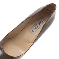 مملوكة مسبقًا حذاء جيمي تشو جلد بني لامع مقاس 39