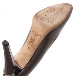 مملوكة مسبقًا حذاء جيمي تشو جلد بني لامع مقاس 39