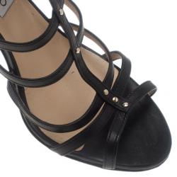 Pre Owned صندل جيمي تشو جلادياتور جلد أسود مورد مقاس 41