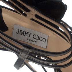 Pre Owned صندل جيمي تشو جلادياتور جلد أسود مورد مقاس 41