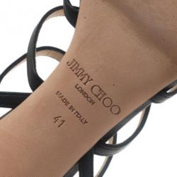 Pre Owned صندل جيمي تشو جلادياتور جلد أسود مورد مقاس 41