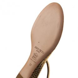 مملوكة مسبقًا صندل جيمي تشو شرائط جلد منقوشة باللون الذهبي مقاس 37