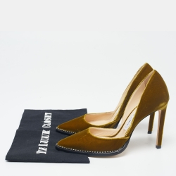 Pre Owned Jimmy Choo Olive Green Velvet Babette Pumps Size 37