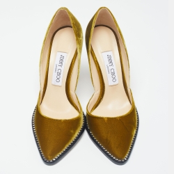 Pre Owned Jimmy Choo Olive Green Velvet Babette Pumps Size 37