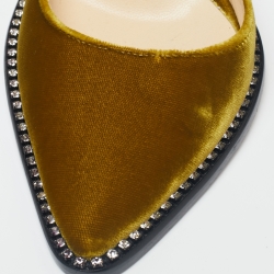 Pre Owned Jimmy Choo Olive Green Velvet Babette Pumps Size 37