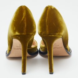 Pre Owned Jimmy Choo Olive Green Velvet Babette Pumps Size 37