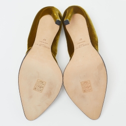 Pre Owned Jimmy Choo Olive Green Velvet Babette Pumps Size 37