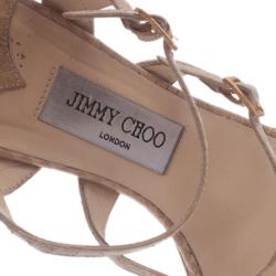 Pre Owned Jimmy Choo Beige Watersnake Elliot Platform Sandals Size 39