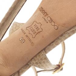 Pre Owned Jimmy Choo Beige Watersnake Elliot Platform Sandals Size 39