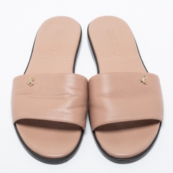 Pre Owned Jimmy Choo Dusty Pink Leather Minea Flat Slides Size 39.5