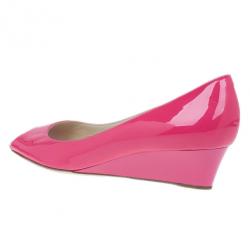 Pre Owned Jimmy Choo Pink Patent Bergen Peep Toe Wedges Size 38