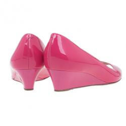 Pre Owned Jimmy Choo Pink Patent Bergen Peep Toe Wedges Size 38
