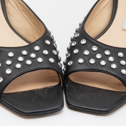 Pre Owned Jimmy Choo Black Leather Mule  Sandals Size 36