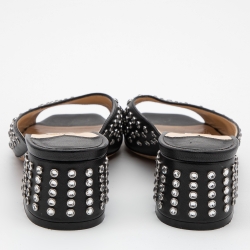 Pre Owned Jimmy Choo Black Leather Mule  Sandals Size 36