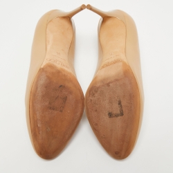 Pre Owned Jimmy Choo Beige Leather Gilbert Pumps Size 35