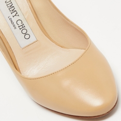 Pre Owned Jimmy Choo Beige Leather Gilbert Pumps Size 35