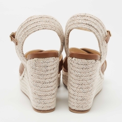 Pre Owned Jimmy Choo Brown Leather Dellena Wedge Sandals Size 38.5