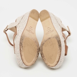 Pre Owned Jimmy Choo Brown Leather Dellena Wedge Sandals Size 38.5