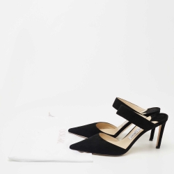 Jimmy Choo Black Suede Pointed Toe Mules Size 37.5