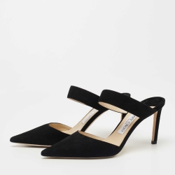Jimmy Choo Black Suede Pointed Toe Mules Size 37.5