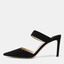 Jimmy Choo Black Suede Pointed Toe Mules Size 37.5
