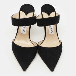 Jimmy Choo Black Suede Pointed Toe Mules Size 37.5