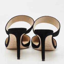 Jimmy Choo Black Suede Pointed Toe Mules Size 37.5