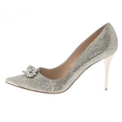 Pre Owned حذاء جيمي تشو ميتالك مقدمة مدببة ومزين مقاس 42