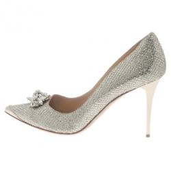 Pre Owned حذاء جيمي تشو ميتالك مقدمة مدببة ومزين مقاس 42