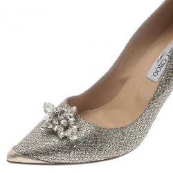 Pre Owned حذاء جيمي تشو ميتالك مقدمة مدببة ومزين مقاس 42