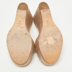 مملوكة مسبقًا Jimmy Choo Gold Leather Prima Wedge Slide Sandals Size 36